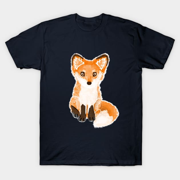 Tribal Boho Fox T-Shirt by BlackBunnyDesignStudio